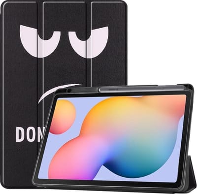 Hoesje - Geschikt voor Samsung Galaxy Tab S6 Lite - Dun & Stevig - Hard Cover Case - Trifold Bookcase Hoes - Met Uitsparing Geschikt voor S Pen - Hardcover Book - Tablethoes - Don't Touch Me