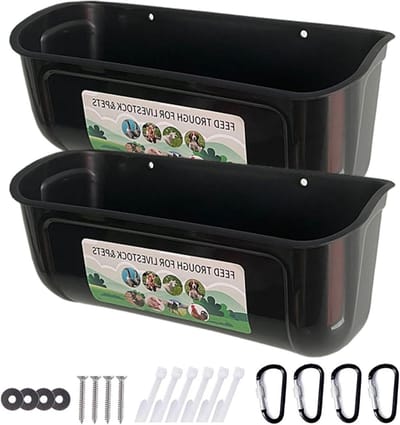 Hangende Voederbak - Voerdispenser Kip - Voedsel Verstrekken - Verhoogd Ontwerp - 2 stuks - Zwart