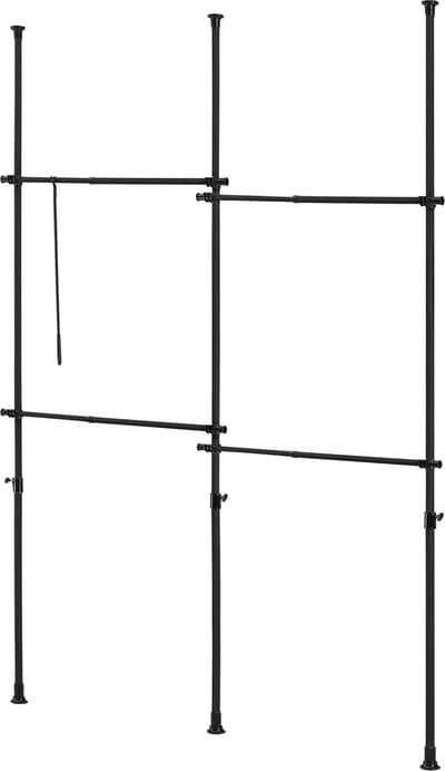 Telescopisch kledingrek Kemi verstelbaar zwart 150-230 cm 4 kledingroede