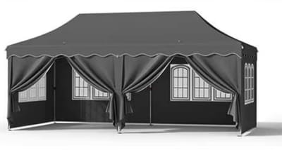Paviljoen- Partytent - Tuin tent - Overkapping - Gazebo - Opvouwbare Partytent met Zijwanden - UV50+ Bescherming - Waterdicht & Stevig - Voor Tuinfeest & Buitengebruik - Grijs - 3x6m