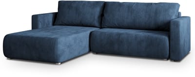 HOEKBANK TURIN Blauw Cordstof met slaapfunctie