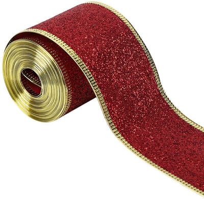 QTTVBTNA -Elegante Rode Kerstlint Rol – Voor Strikken, Sluiers, Kransen en Feestdecoratie
