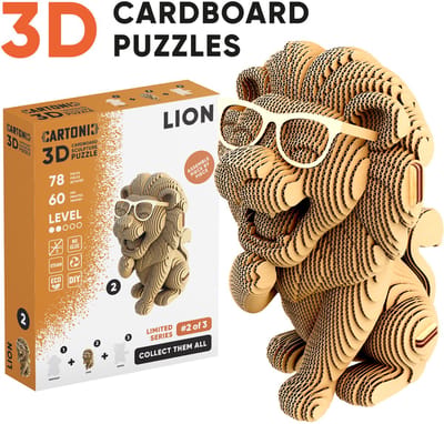 CARTONIC-3D PUZZLE Collectible -MINI LION- puzzelen karton 3D DIY Creatief Speelgoed Decoratie Interieur Cadeau Ecologisch Voor kinderen en volwassenen