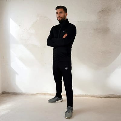 Sportvest Detroit voor heren - Slim fit trainingsjack - Opstaande kraag - Soepele, hoogwaardige stof - Steekzakken - Ritssluiting - Zwart - Maat XS