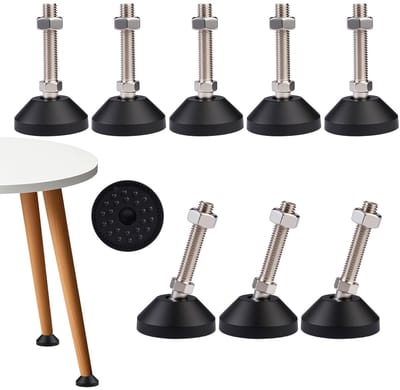 Dailygoods- Nivelleringspoten set van 8 - Verstelbare meubelpoten - Antislip steunvoeten - Maximale kantelhoek 30° - Belastbaar tot 400kg - Geschikt voor diverse meubels