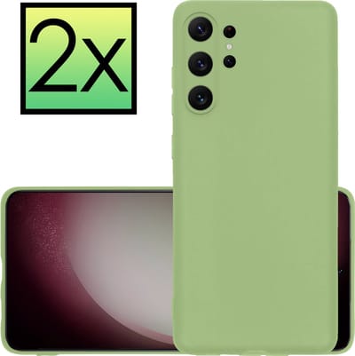 Hoesje - 2 Stuks - Geschikt voor Samsung Galaxy S23 Ultra - Sterk & Shockproof - Case Siliconen - Back Cover - Telefoon Hoes - Groen