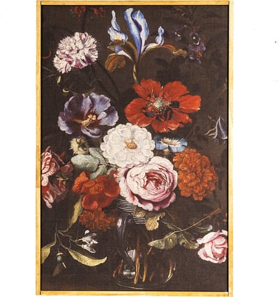 Clayre & Eef Schilderij 40x60 cm Zwart Rood Hout Bloemen