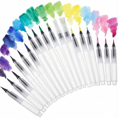 Dailygoods- Waterpenselen 18 stuks - Aquarelpenseelstiften - Vulbare tank - Verwisselbare kwasten - Puntige/platte kwasten - Kunststof/nylon - Aquarelpenselen