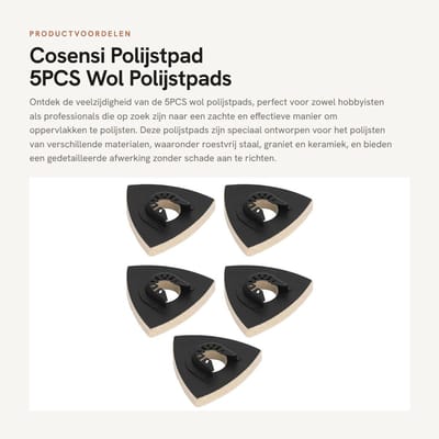 Dailygoods- Polijstpad - 5 Stuks - Driehoekig Ontwerp - Geschikt voor Roestvrij Staal/Graniet/Ceramiek - Stalen Basis - Zachte Polijstervaring - Polijstschijf