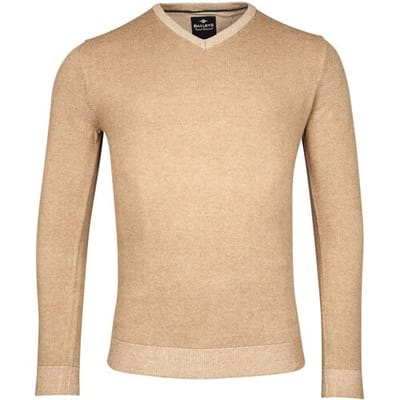 Baileys Trui V-Neck Body And Sleeves Two-Tone Structure Jacquard Donker Zand / male
