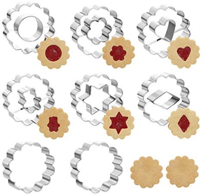 Linzer Kerstkoekjesuitsteekvormen - RVS Koekjes Mallen - Taartdecoratie - 8 Stuks