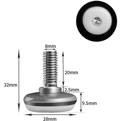 Roestvrij staal Verstelbare Meubelvoeten Nylon Basis Stelvoeten, voor Bank, Tafel, Stoel, Kast, Werkbank van Stelvoeten 8 Pcs