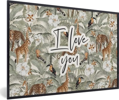 Fotolijst incl. Poster - I love you - BFF - Vriendin - Vriend - Quotes - Spreuken - 60x40 cm - Posterlijst