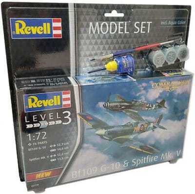 Revell Modelbouwpakket Militaire voertuigen - 63710 Combat Set Bf109G-10 - Spitfire Mk.V - Model Set Plastic - 1:72 - Modelbouw