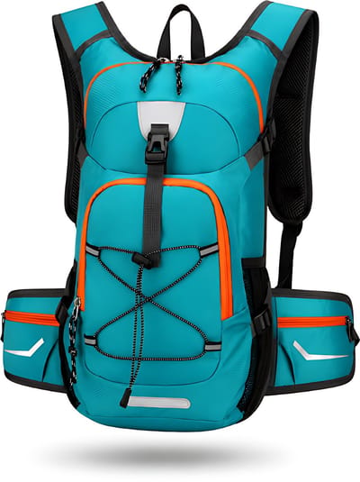 CarryQuest® - 25L Lichtgewicht Hydratatie Fietsrugzak - Waterdichte Nylon Daypack met Drinksysteem, Rugventilatie, Reflecterende Streep & Front-/Toploader - 27x14x45 cm - Groen