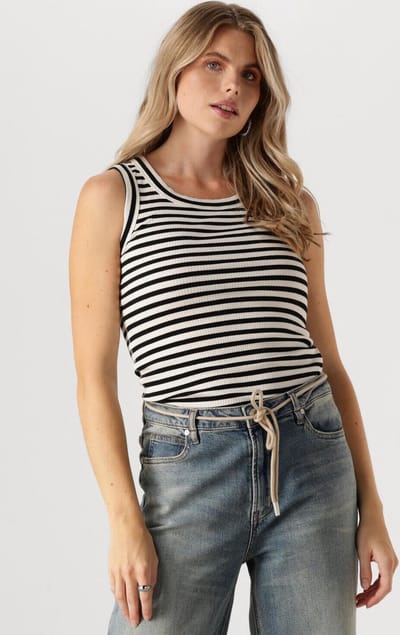 INWEAR Dagnaiw Striped Tank Tops & T-shirts Dames - Shirt - Zwart - Maat L