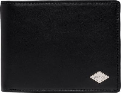 REPLAY Leren Portemonnee Flap Wallet Black Zwart