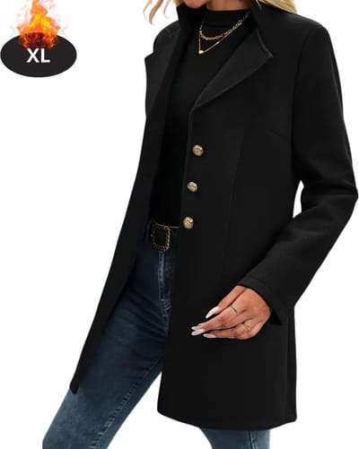 Livano Mantel Dames - Tussenmantel - Jas - Mantelpakje - Trenchcoat - Overjas - Overcoat - Winter - Zwart - XL
