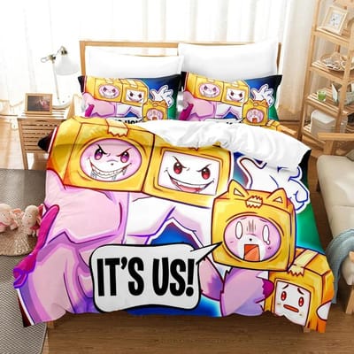 Lankybox Foxy Boxy Beddengoedsets Eenpersoons Tweepersoons Eenpersoons Tweepersoons Queen King Size Beddengoed Kinderkamer Decoratie Meisjes Slaapkamer Cartoon Dekbedovertrek Set Cadeau AU Queen 210x210cm