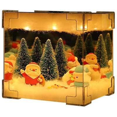 Décoration Cube Magique DIY de Noël LED Fait Main Lumineux Décorations Ornements Père Noël de Noël black