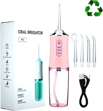 Draadloze Waterflosser | Monddouche | Inclusief 4 Opzetstukjes | Flosapparaat - Waterdicht - 1200 mAh Batterij - Water Flosser - 3 Modus - Oplaadbaar via USB - kleur: Roze