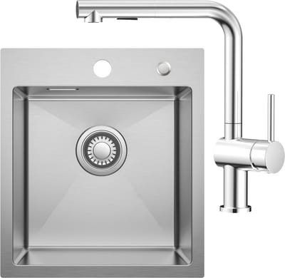 CECIPA max Spoelbak Keuken 40x45CM - Spoelbakken Keuken Met Uittrekbare Uitloop Keukenkraan - Spoelbakken met Kraangat - Gootsteen RVS - Wasbak Keuken - Enkele Spoelbak - Spoelbakken met afdruip
