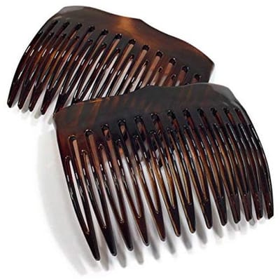 2 x Insteekkam 6,9 x 5,2 cm in Havanna Bruin en Transparante Barnsteenlook