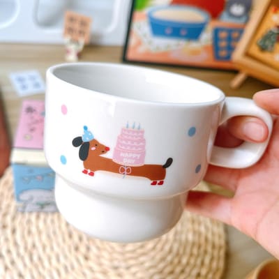 Tasse Cartoon Tasse en Céramique Tasse à Café Lait Mignonne Céramique Petit-Déjeuner Anniversaire Souvenir Cadeau Couple 280ml