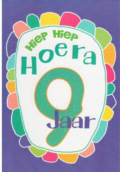 Verjaardagskaart 9 Jaar - Wenskaart Verjaardag - Kaart 9 Jaar