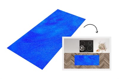 Keukenloper - Loper keuken - Blauwe glitterstructuur in een bewegend patroon - 120x50 cm - Keukenloper vinyl