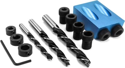 15 Graden Pocket Hole Jig Kit voor Precisie Boren, Inclusief 6/8/10mm Boorgidsen en Accessoires