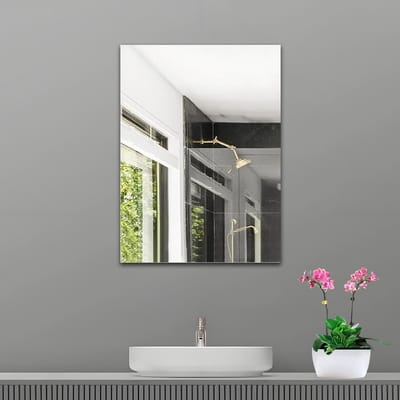 Zelfklevende Spiegel 40 x 30 cm - Wandspiegel voor Badkamer, Decoratieve Spiegeltegels en Frameloze Spiegels