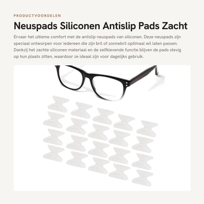 Dailygoods- Neuspads Siliconen 1,8 mm - Zelfklevend - Antislip - Bril Pads - Zachte Neuspads - Ergonomisch Ontwerp - Brilneuskussens