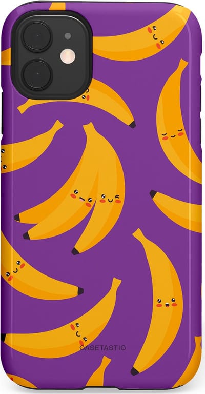 Casetastic Hoesje Geschikt voor Apple iPhone 11 - Stijlvolle Beschermende Duo-layer Case - Kawaii Bananen