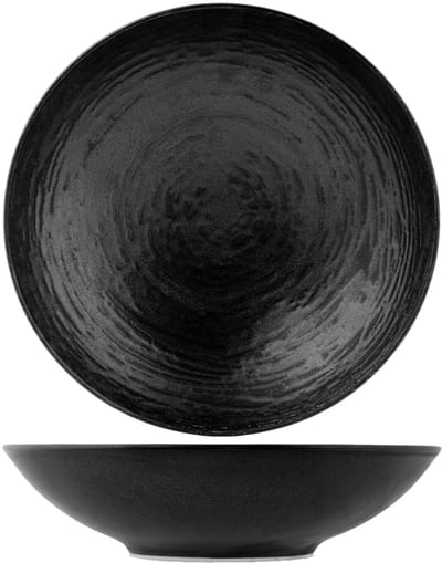Cosy & Trendy Diepe Borden Merio Ø 21,5 cm Zwart – Set van 6 Aardewerk – Stevig & Vaatwasserbestendig