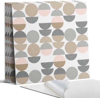 Coloray Wandpanelen Zelfklevend - Geometrie van cirkels en halve cirkels Zelfklevende Wandpanelen - 50 cm x 50 cm - Grijs Wandpaneel PVC - 4 stuks - Mozaïeken Wandpanelen Zelfklevend - Wandpanelen Keuken - Wandpaneel Badkamer