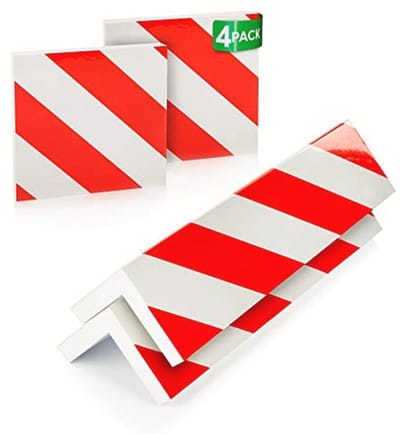Reflecterende garagezuilen voor hoek- en wandbescherming (2 stuks 40 x 20 cm + 2 stuks 20 x 20 cm)