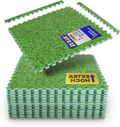 Vloerbeschermingsmat Gras - Speelmat Bodembedekking - Vloer Beschermen - Realistische Grasoptiek - 40 x 40 cm - Groen