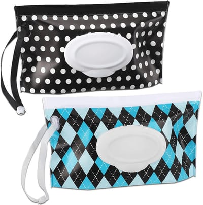 2 Pack Draagbare Baby Doekjes Dispenser - Herbruikbare Natte Doekjes Pouch voor Reizen