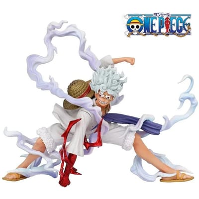 Luffy Anime One Piece Figuur Luffy Gear 5 Actiefiguren Anime One Piece Standbeeld Monkey D. Luffy PVC Model Speelgoed Cadeau Voor Vriend blauw