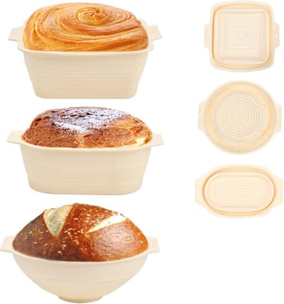 Brood Manden - Rijsmanden - Brood Bakken - Set van 3 - 3 stuks - Zwart