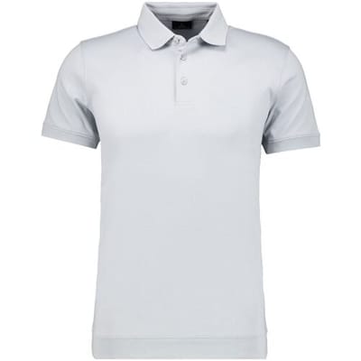 Ragman Pima Cotton Uni Color Polo Bottom Rib Silver / male