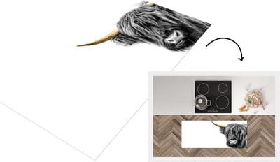 Keukenloper - Loper keuken - Schotse hooglander - Zwart - Goud - 120x50 cm - Keukenloper vinyl