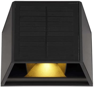 Zwart LED wandlamp met zonnepaneel - kubusvorm - 1 stuk - 3000K lichtkleur met bewegingssensor