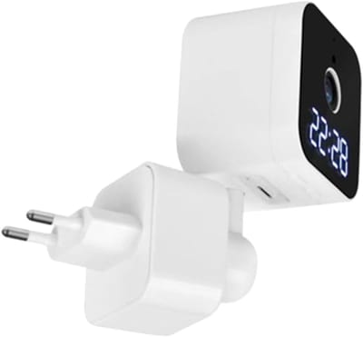 Camera Klok - Slimme Klok Nachtzicht - Kantoor Beveiliging - Tweeweg Spraakintercom - 6.9 x 6.9 x 4.5 cm - Wit
