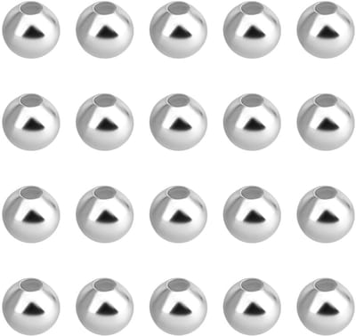 PandaHall 300 stuks 925 sterling zilver geplateerde kralen, 4 mm ronde bal kralen, stapelbare armbandkralen, buikketting, taillekraal voor sieraden maken ketting oorbellen DIY handwerk