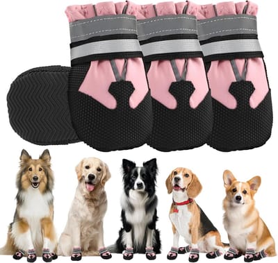 Waterdichte hondenschoenen met reflecterende bandjes - Pootbeschermers voor honden