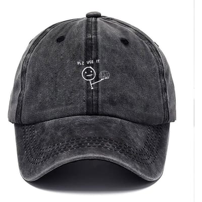 Personaliseer Grappige Figuur Vintage Gewassen Katoen Baseballpet Verstelbare Verweerde Truckerpet Voor Mannen Vrouwen Creatieve Denkpet black