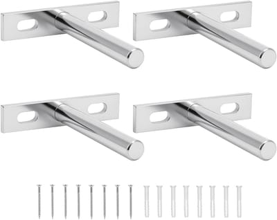 Zwevende plankdragers - 4 stuks - Plankdragers - 75 mm (3 inch) zware, verborgen plankdragers - Inclusief montageschroeven - Voor het ondersteunen van wandvitrines en meubelplanken