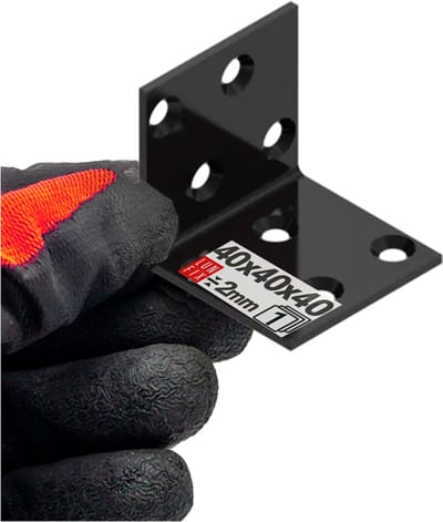 LUN FIX - Hoekverbinder 90° - 40x40x40x2mm - Staal zwart gepoedercoat - Houtbouw meubelbouw rekbouw